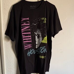 Black Graphic Whitney Houston T-Shirt with Colorful Print